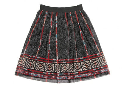 VIVIENNE TAM All-Over Print Power Net Black Multi Skirt Size 1