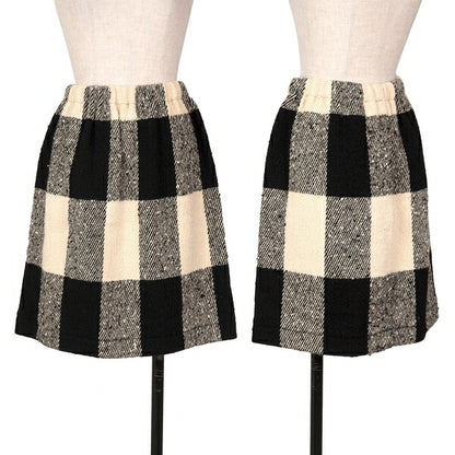 COMME des GARCONS Wool Nep Knit Check Skirt Beige Size M