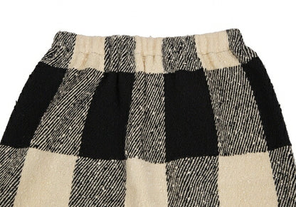 COMME des GARCONS Wool Nep Knit Check Skirt Beige Size M