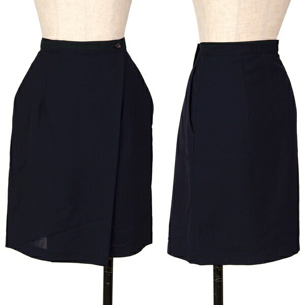 COMME des GARCONS Poly Wool Half Wrap Skirt Dark Navy Size M