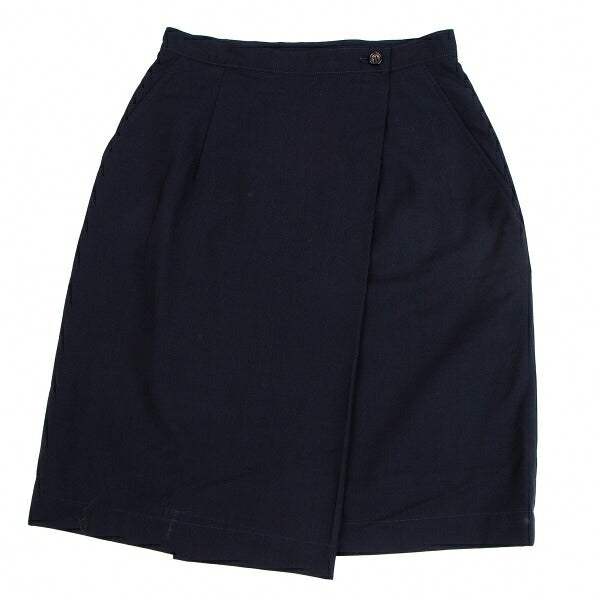 COMME des GARCONS Poly Wool Half Wrap Skirt Dark Navy Size M