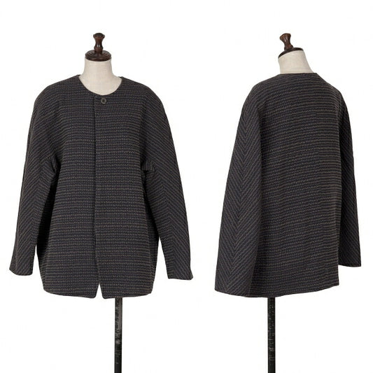 JURGEN LEHL Stitch Design Collarless Jacket Navy Size M