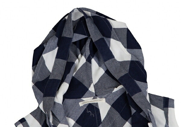 Y's Block Check Buttonless Sleeveless White Navy Jacket Size 1