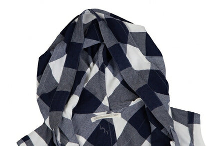 Y's Block Check Buttonless Sleeveless White Navy Jacket Size 1