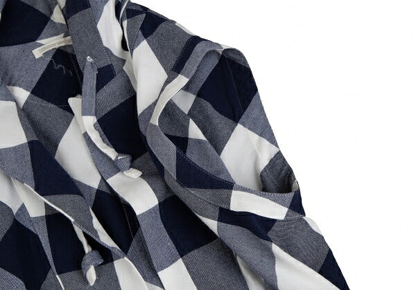Y's Block Check Buttonless Sleeveless White Navy Jacket Size 1