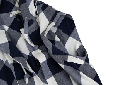 Y's Block Check Buttonless Sleeveless White Navy Jacket Size 1