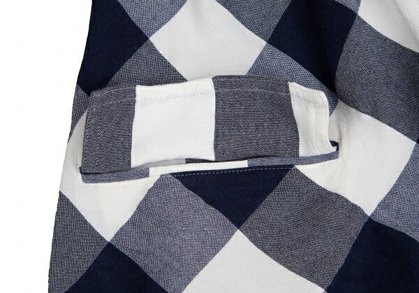 Y's Block Check Buttonless Sleeveless White Navy Jacket Size 1