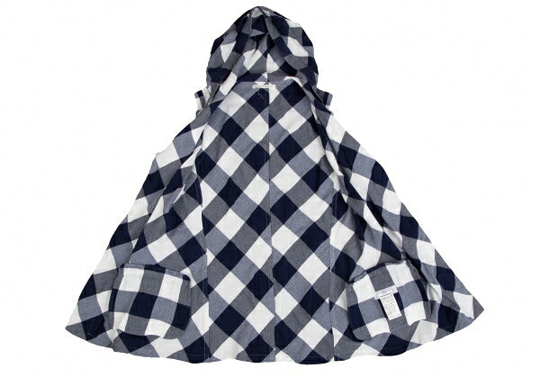 Y's Block Check Buttonless Sleeveless White Navy Jacket Size 1