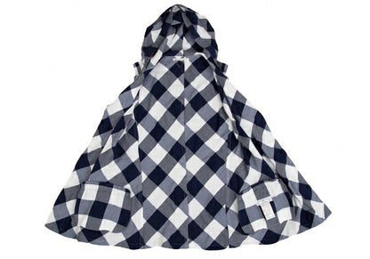 Y's Block Check Buttonless Sleeveless White Navy Jacket Size 1