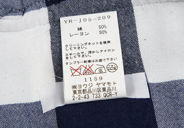 Y's Block Check Buttonless Sleeveless White Navy Jacket Size 1