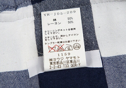Y's Block Check Buttonless Sleeveless White Navy Jacket Size 1