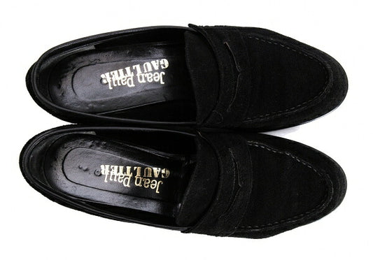 Jean Paul GAULTIER Suede Penny Loafers Black Size 22.5CM