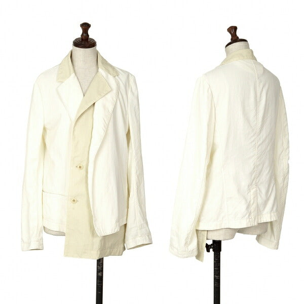 Y's 22SS Garment-Dyed Asymmetric Layered Jacket White Size 2