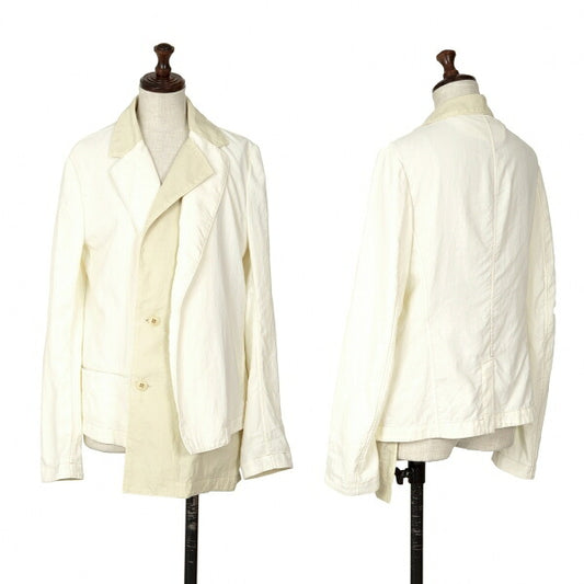 Y's 22SS Garment-Dyed Asymmetric Layered Jacket White Size 2