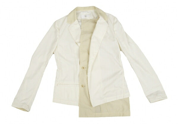 Y's 22SS Garment-Dyed Asymmetric Layered Jacket White Size 2