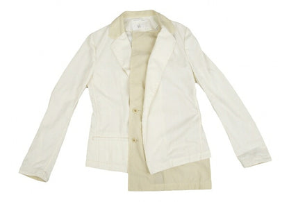Y's 22SS Garment-Dyed Asymmetric Layered Jacket White Size 2