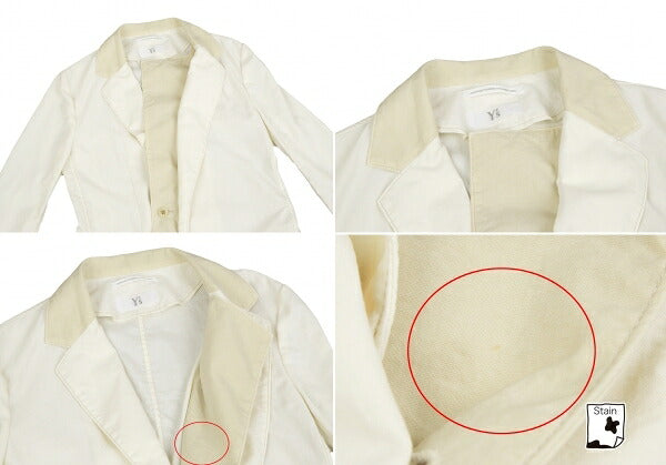 Y's 22SS Garment-Dyed Asymmetric Layered Jacket White Size 2