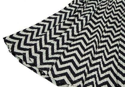 PLEATS PLEASE Zigzag Border Pleated Skirt Ivory Black Size 3