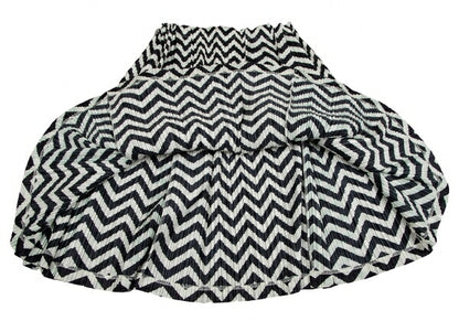 PLEATS PLEASE Zigzag Border Pleated Skirt Ivory Black Size 3