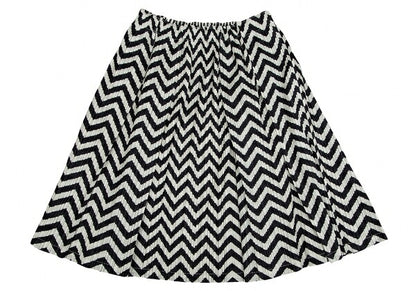 PLEATS PLEASE Zigzag Border Pleated Skirt Ivory Black Size 3