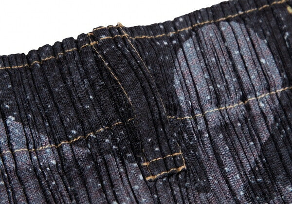 PLEATS PLEASE Denim Transfer Flower Skirt Blue Size 3