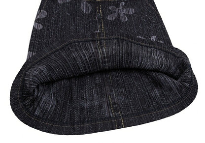 PLEATS PLEASE Denim Transfer Flower Skirt Blue Size 3