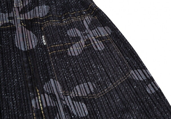 PLEATS PLEASE Denim Transfer Flower Skirt Blue Size 3