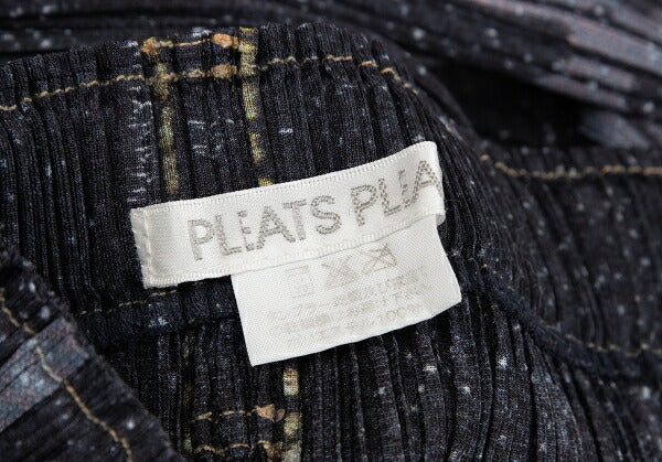 PLEATS PLEASE Denim Transfer Flower Skirt Blue Size 3
