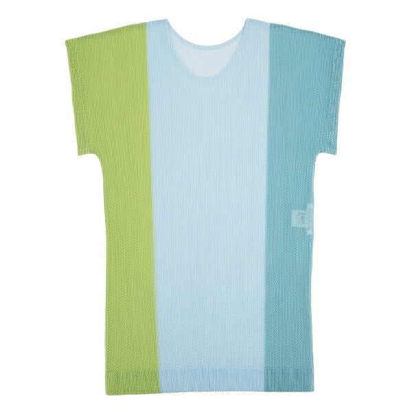 PLEATS PLEASE Tricolor Mesh Cutsew Top Green Size 3