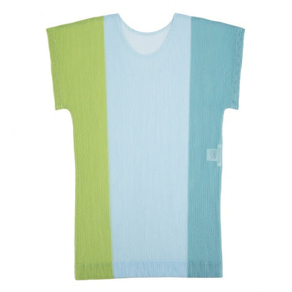 PLEATS PLEASE Tricolor Mesh Cutsew Top Green Size 3