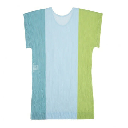 PLEATS PLEASE Tricolor Mesh Cutsew Top Green Size 3