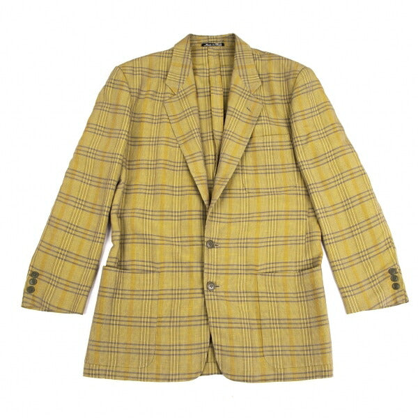 EMPORIO ARMANI Linen Blend Check Jacket Light Green Size L