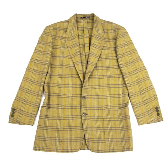 EMPORIO ARMANI Linen Blend Check Jacket Light Green Size L
