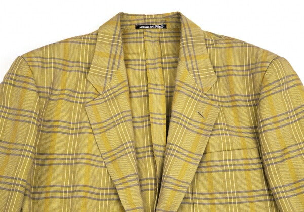 EMPORIO ARMANI Linen Blend Check Jacket Light Green Size L