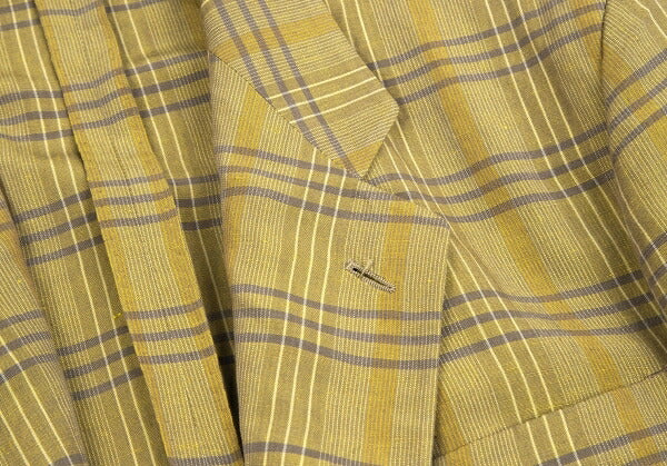 EMPORIO ARMANI Linen Blend Check Jacket Light Green Size L