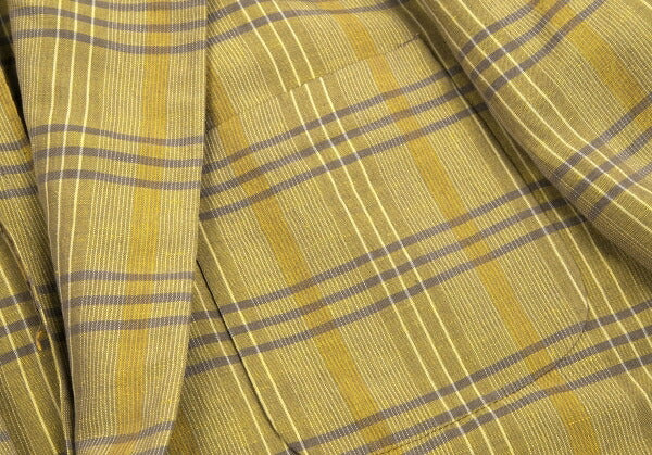 EMPORIO ARMANI Linen Blend Check Jacket Light Green Size L