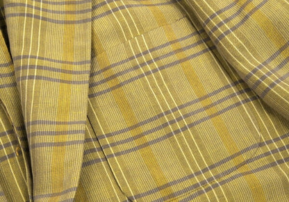 EMPORIO ARMANI Linen Blend Check Jacket Light Green Size L