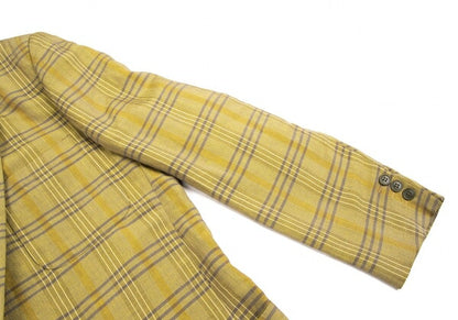 EMPORIO ARMANI Linen Blend Check Jacket Light Green Size L
