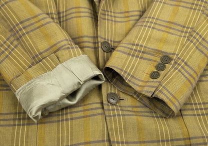 EMPORIO ARMANI Linen Blend Check Jacket Light Green Size L