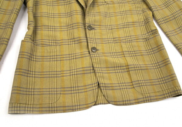 EMPORIO ARMANI Linen Blend Check Jacket Light Green Size L