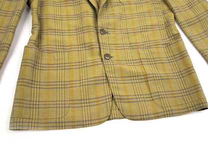 EMPORIO ARMANI Linen Blend Check Jacket Light Green Size L