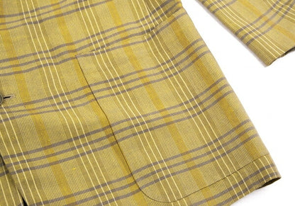 EMPORIO ARMANI Linen Blend Check Jacket Light Green Size L