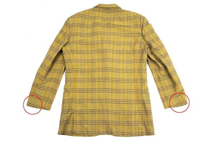 EMPORIO ARMANI Linen Blend Check Jacket Light Green Size L