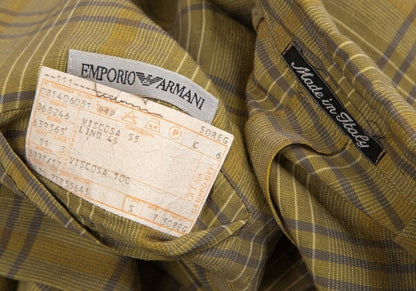 EMPORIO ARMANI Linen Blend Check Jacket Light Green Size L