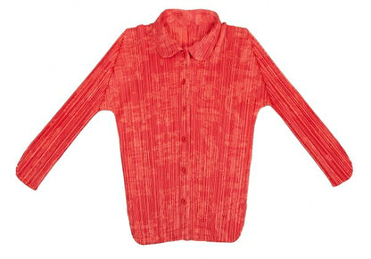 PLEATS PLEASE Polyester China Print Button-Up Pink Size 4