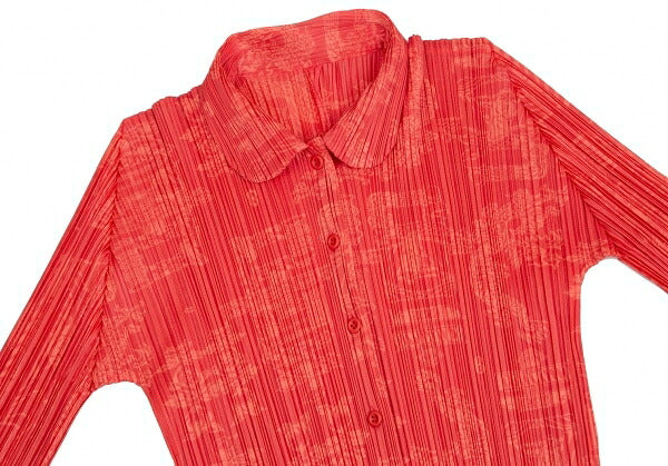 PLEATS PLEASE Polyester China Print Button-Up Pink Size 4