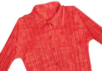 PLEATS PLEASE Polyester China Print Button-Up Pink Size 4