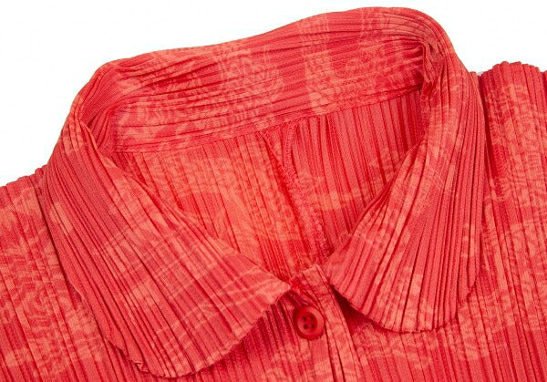 PLEATS PLEASE Polyester China Print Button-Up Pink Size 4