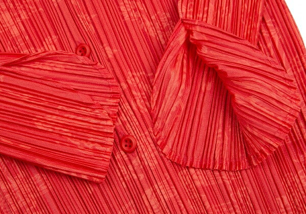 PLEATS PLEASE Polyester China Print Button-Up Pink Size 4