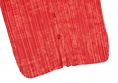 PLEATS PLEASE Polyester China Print Button-Up Pink Size 4